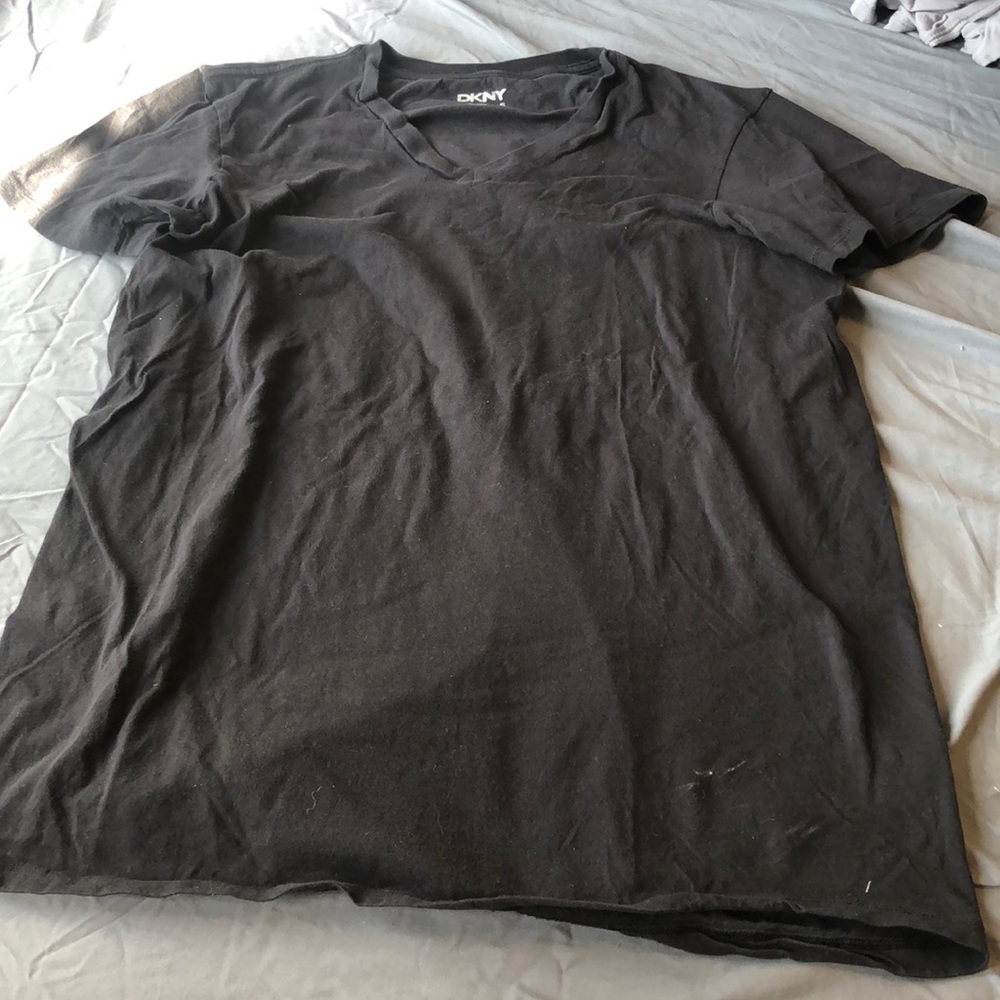 DKNY Womens Short Sleeve Vneck Tee 100% Cotton Black Small